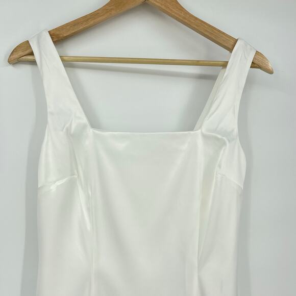 MORE TO COME | NWT Abigail Mini Dress in White Satin Square Neck Bachelorette S - Picture 6 of 9